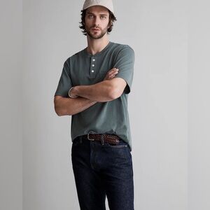 Madewell Green Pocket Henley Short Sleeve Tee Casual Shirt Size M